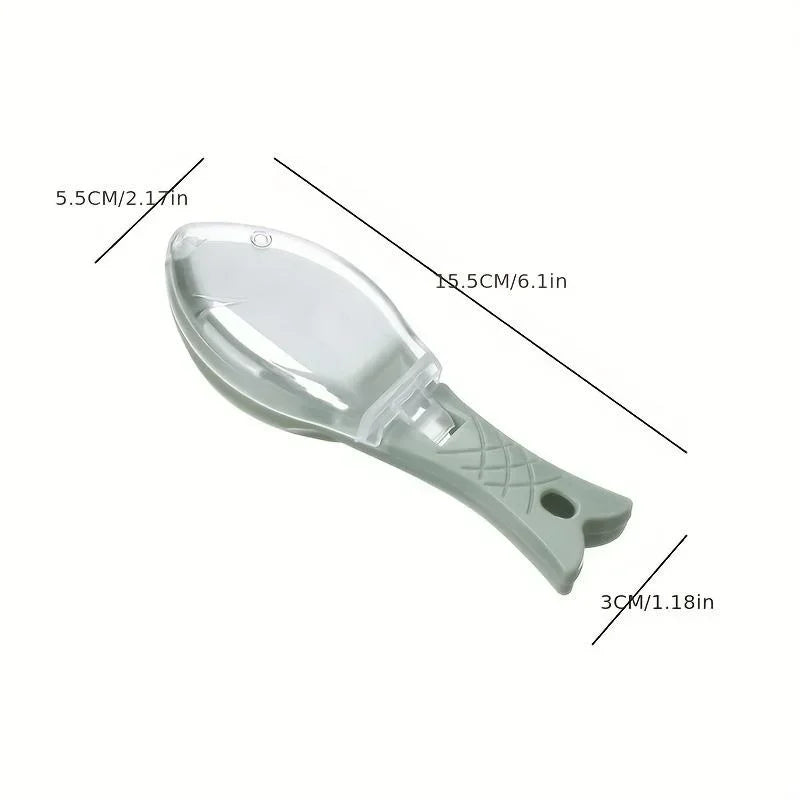 Raspador de Escamas de Peixe com Tampa – Plástico Resistente | Utensílio de Cozinha Prático