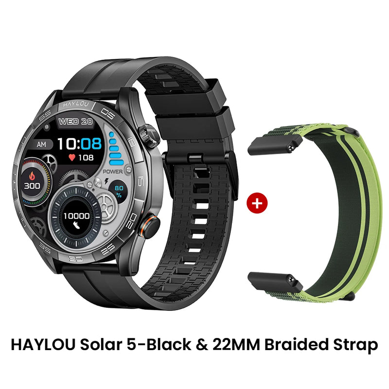 Smartwatch HAYLOU Solar 5 – Tela AMOLED 1.58” 60Hz, Chamadas Bluetooth, 100+ Modos Esportivos, IP68, NFC, até 40 Dias de Bateria