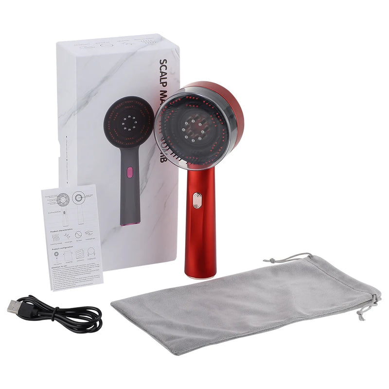 Massageador Capilar Elétrico com Vibração, Luz Vermelha e Aplicador de Líquido – Hailicare