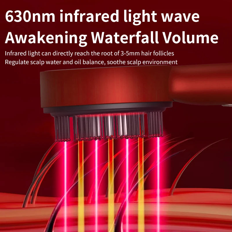 Massageador Capilar Elétrico com Vibração, Luz Vermelha e Aplicador de Líquido – Hailicare